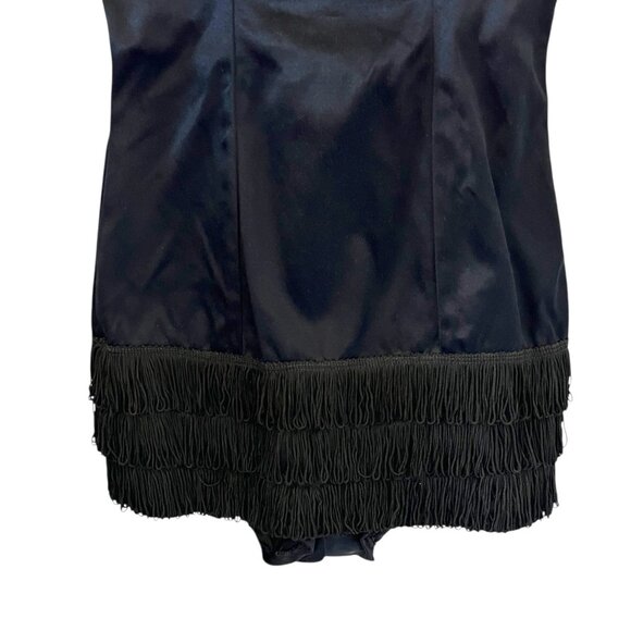 Kerrybrooke Sea Stars Sears Vintage Satin & Fringe Swimsuit In Black Size 14 - Picture 3 of 14